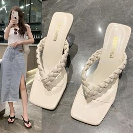 Slippers Low Shoes Womens Outdoor Square Heel Heeled Mules Luxury Slides Rubber Flip Flops Pantofle Block Summer High Designer H