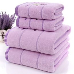 New 3pcs/set Luxury Lavender 100% Cotton Purple White Towel Set toalhas de banho 1pc Bath Towel Brand 2pc Face Towel bathroom