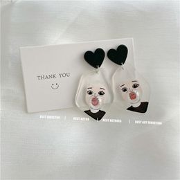 Dangle Earrings Girl Blowing Bubbles For Temperament Personality Design Sense Of Exaggeration Fashion Cartoon Acrylic Earring