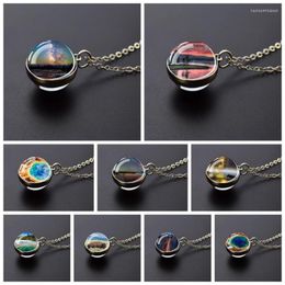 Pendant Necklaces Yellowstone Park Double Sided Glass Ball Necklace Jewelry Festival For Women Gift