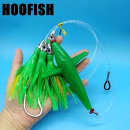 Fishing Hooks HOOFISH 1pcs Trolling Aircraft Lure 125g 174cm 2Colors Big Wings Sea Soft Baits Tuna Lures Tackle 230520