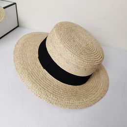 Wide Brim Hats Lafite Straw Hat Panama For Both Men And Women Flat Top Lovers Natural Breathable Sunshade Simple Wear