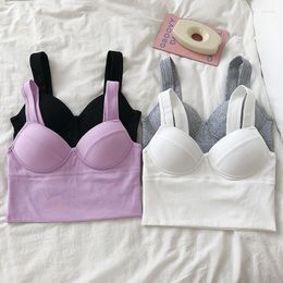 Camisoles & Tanks Sexy Push Up Bra Solid Colour Vest Camis For Women Corset Underwear Crop Top Tube Gather Fashion Ladies Lingerie