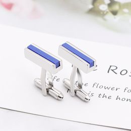 Zhijia fashion simple black/blue rectangle men's business style cufflinks suit Jewellery accessories new arrival