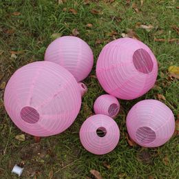 Christmas Decorations 7pcs/set Mixed Sizes(4/6/8/10/12/14/16inch)Paper Lanterns Birthday Wedding Party Round Paper Lantern Pink Color