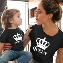 Family Matching Outfits Crown Princess Family matching clothes mommy and me clothes mother daughter matching clothes mom and baby girl Cotton tshirt 230522