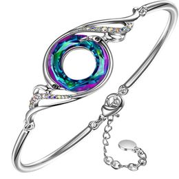 Bangle Creative Colourful Crystal Peacock Gradient Bracelet Jewellery Ladies Mom Exquisites Boho Heart Shaped Earrings