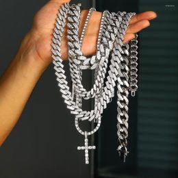 Chains Men Cross Pendant Tennis Chain Necklaces With Iced Out Miami Cuban Link Necklace Hip Hop Jewellery Gift For Women