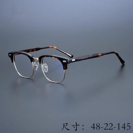 Sunglasses Frames Fashion Vintage Quality Retro Square Half-rim Style Myopia Optical Alloy Acetate Eyeglass Frame Blue-ray Proof Light Women