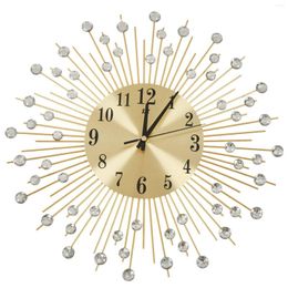 Watch Repair Kits Wall Clock Diamonds Decorative Round Metal Living Room Decor Quiet Quartz Clocks Modern Minimalist