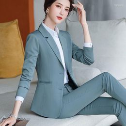 Women's Two Piece Pants Women 2023 Autumn Winter Elegant Office Work Wear Pant Suits 2 Sets Single Breasted Blazer Jacket & Trousers