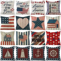 Party Decoration Home Decorative Linen Throw Covers 4Th of July USA Independence Day Decor Cases Square 18x18 inches Cushion Cover T230522