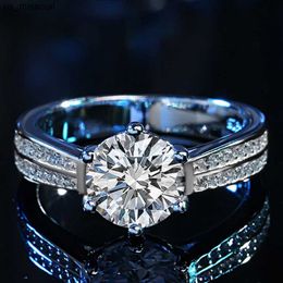 Band Rings Classic Wedding Moissanite Ring 925 Sterling Silver Excellent Cut 2 D Colour Diamond Test Past Mussanite Rings for Lady J230522