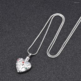 Chains IJD10053 Stainless Steel Inlay Colour Crystal Heart Cremation Memorial Pendant For Ashes Urn Keepsake Souvenir Necklace Jewellery