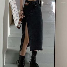 Skirts Summer Skirt Cowgirl Casual Versatile Retro Loose Side Slit Asymmetric College Style Sexy High Waist Female