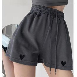 Women's Pants Love Embroidery Sports Shorts Women's 2023 Summer Loose Casual Wide-legged High-waisted Thin Student Three-quarter