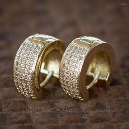 Hoop Earrings Huitan Women/Men Unisex Micro Paved Shiny CZ Stone Crystal Hip Hop Party Daily Wearable Versatile Fashion Jewelry