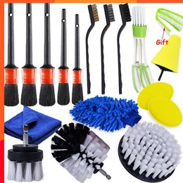New Power Scrubber Drill Brushes Detailing Brush Set For Car Air Vents Rim Cleaning Auto Cleaning Brush For Carpet Leather Cleaning