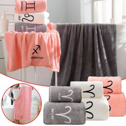 Constellations Soft Towel Set Letters Soft Absorbent Embroidered Gift Coral Fleece Bath Towel Set Home Bathroom Accessories