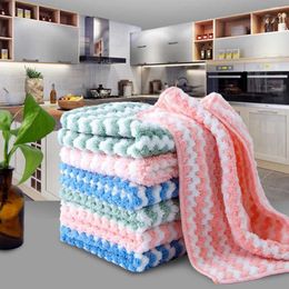 Household Kitchen Rags Thick Towel Dishcloth Gadget Microfiber Non-stick Oil Table Cleaning Wipe Cloth Scouring Pad 5PCS/Lot