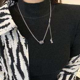 Chains Vintage Transport Cylinder Pendant Girl Necklace Hip Hop Korean Version Accessories Trendy Boy Sweater Chain