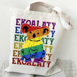 LGBT Canvas Tote Bag Lgbt Rainbow Bear Unicorn One Shoulder Portable Shopping Bags pride 230522