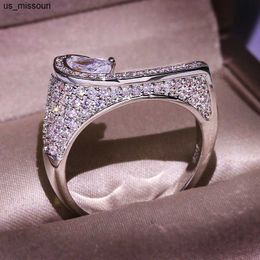 Band Rings 100 Real 14K White Gold Ring Jewellery Natural Diamond Gemstone Irregular 14 K Gold Wedding Bands Bizuteria Ring Box for Unisex J230522