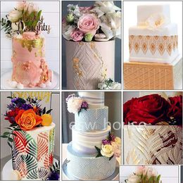 Baking Moulds Pet Cake Decorating Stencils Mould Plastic Templates Spray Floral Cakes Moulds Cookie Fondant Dessert Mesh Mods Drop Del Dh3R6