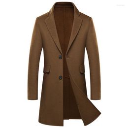 Men's Wool Fashion Autumn Winter Double Faced Woollen Coat Men Long Casual Single Breasted Thick Jacket Size M L XL 2XL 3XL