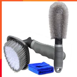 New Car Tyre Wheel Rim Cleaning Brush Detailing Brush Set For Vehicle Tyre Cleaning Plastic Coated Wire Brushes Car Washing Tools