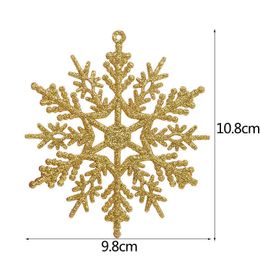 Christmas Decorations 6/12Pcs Christmas Snowflake Ornaments Plastic Glitter Snowflake Decorations for Winter Christmas Tree Pendent New Year Snowflake