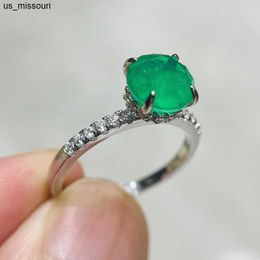 Band Rings 18K Gold Ring for Women Natural 1 Emerald with Diamond Fiine Jewellery Anillos De Bizuteria Anillos Mujer Gemstone Rings Box J230522