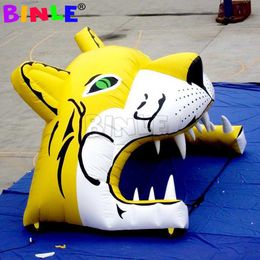 2016 best quality inflatable tiger head inflatable tiger head tunnel inflatable tiger mascot tunnel for sports