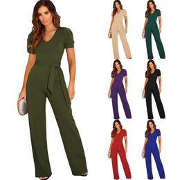 Women's Jumpsuits Rompers 2023 New Summer Plus Size 3XL jumpsuit Women's jumpsuit Men's tight fitting Women's street clothing Loose Tracksuits Solid jumpsuit P230522