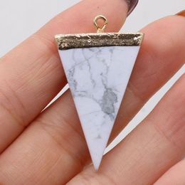 Pendant Necklaces Natural White Turquoise Triangle Shape Necklace Charms For Jewellery Making DIY Earrings Accessories 23x38mm