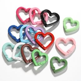 10pcs Multicolor Loveheart Spring Clasp Buckle Keychain Lobster Clasp for Keyring DIY Dog Chains Jewellery Making Accessories