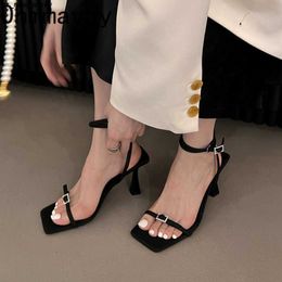 Sandals 2023 Summer New Open Toe Women Sandals Fashion Narrow Band Thin High Heel Shoes Ladies Elegant Outdoor Gladiator Sandalias J230518 J230519