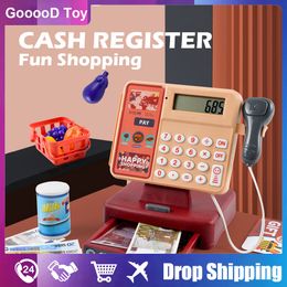 Kitchens Play Food Kid Cosplay Cashier Electronic Mini Simulated Children's Cash Register Puzzle Play Toy House Girl Toy Supermarket Store Toy Girl 230520