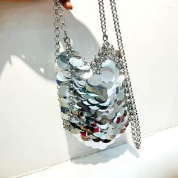 Evening Bags 2023 Women Sequins Bucket Shoulder Bling Dinner Clutch Wallets With Chain 4 Colors Drop