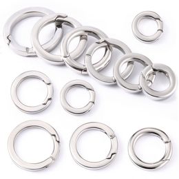 High Quality! Stainless Steel Keyring Spring Clasps for Keychain Key Holder Polishing Openable Round Ring Carabiner Jewelry DIY