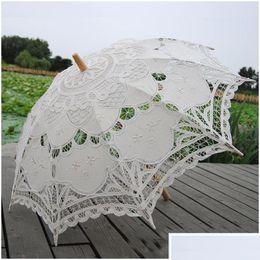Umbrellas Lace Parasol Umbrella Elegant Cotton Embroidery Garden Ivory Battenburg 32 Inches For 1 Piece Drop Delivery Home H Dhwhi H Dhk3I