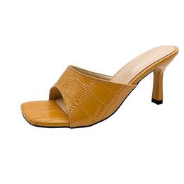 Sandals 2023 Design Women Elegant Square Sandaly Toe Thin High Heels Summer Outdoor Beach Shoes Gladiator 9CM Ladies