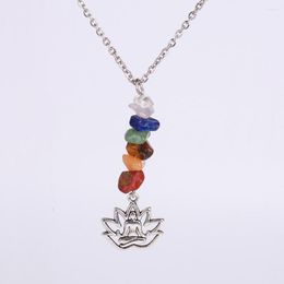 Pendant Necklaces Natural Stone Pendants Crystal Quartz Chips Lapis Rose Amethyst Women Gift Jewellery ABG092