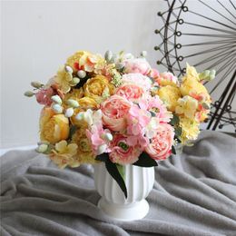 Decorative Flowers 1 Bundle Artificial Silk Peony Chrysanthemum Bouquet Wedding Party Decor Fake For DIY Home Decoration Garlands