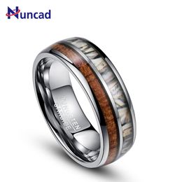Rings Nuncad 12 yards 8MM Wide Artichoke Wood Tungsten Steel Ring 2.5MM thickness red Camouflage rings T088R Jewelry rings