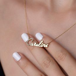 Necklaces Custom Crystal Name Necklace for Women Personalised Nameplate Pendant Necklace Iced Out Cubic Zircon Necklaces Charm Jewellery