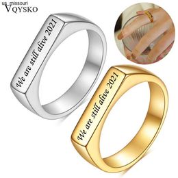 Band Rings New Personalized Custom Name Text Wrap Rings for Women Stainless Steel Engraved Jewelry Anniversary Gifts Acessories Wholesale J230522