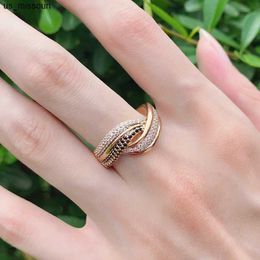 Band Rings Luxury Wedding Ring for Women Elegant Real 18k Rose Gold Original Jewellery Gift Anillos De Para Mujer Oro 18 K Fine Jewellery J230522