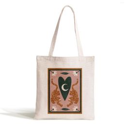 Storage Bags Tiger Heart Canvas Boho Bag Harajuku Women Shopping Shopper Girl Handbag Tote Shoulder Lady