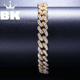 Bracelets Hip Hop Copper 9mm Micro Pave CZ Cuban Link Bracelet Cubic Zircon Mens Punk 7inch/8inch Miami Bracelet With Box Clasp